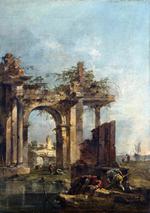 欧洲12-19世纪油画六_GUARDI, Francesco - A Caprice with Ruins on the Seashore